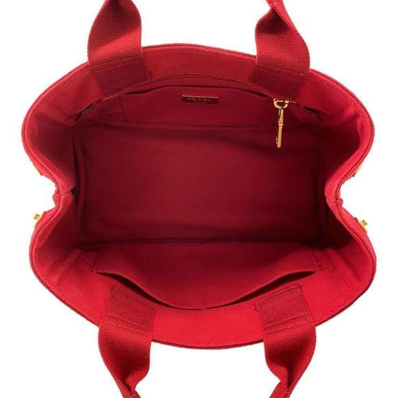 Prada Tote Handbag Canapa Canvas Red - Picture 5 of 12